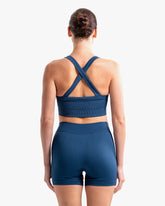 BO&TEE SUPER SCULPT SEAMLESS CROSS-BACK SPORTS BRA BLUE